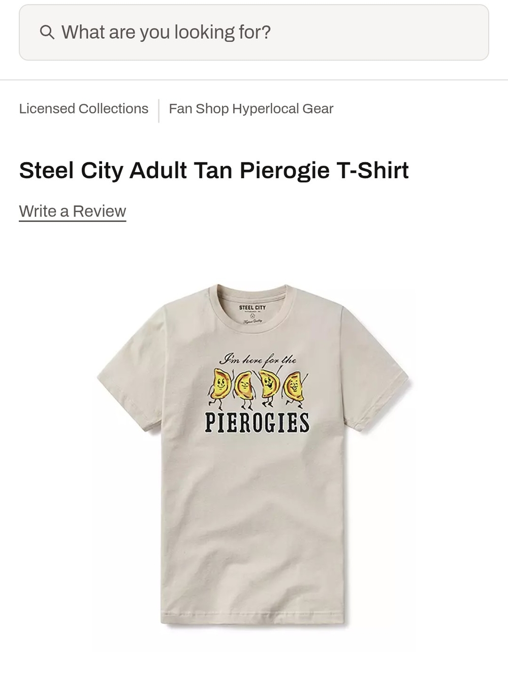 Steel City Tan Pierogies Graphic Tee - Men XL